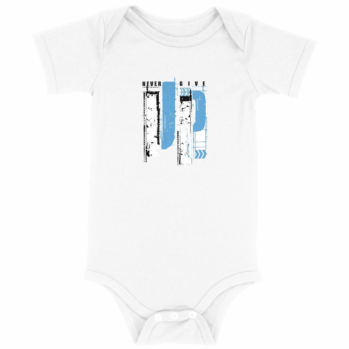 Body bébé - Amour et Détermination en Bleu - face_blanc
