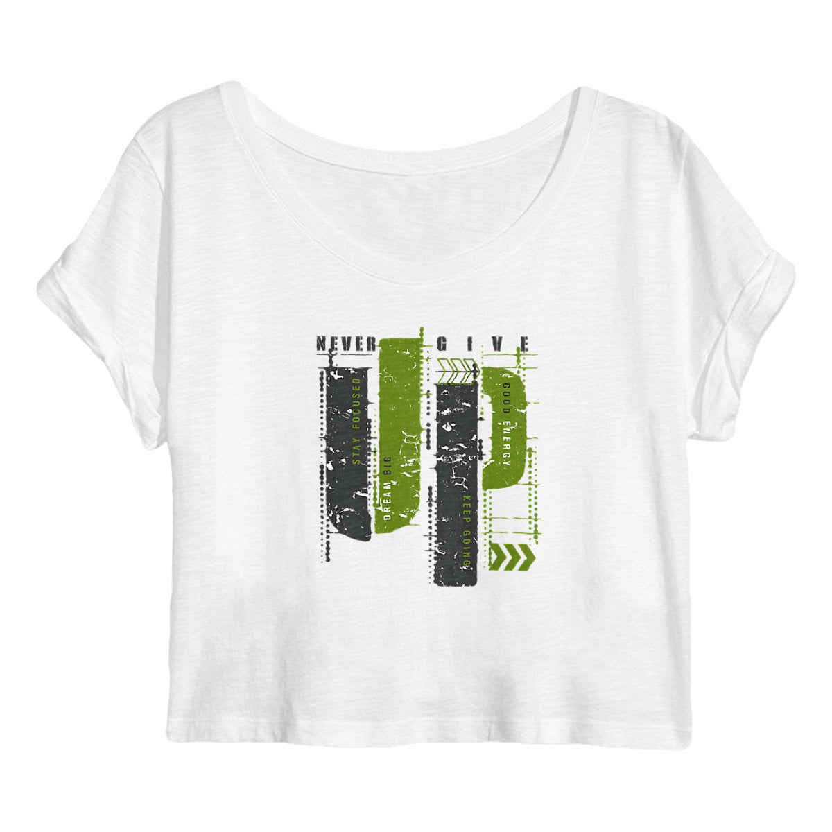 Crop top Femme - Élégance en gris et vert olive - face_blanc