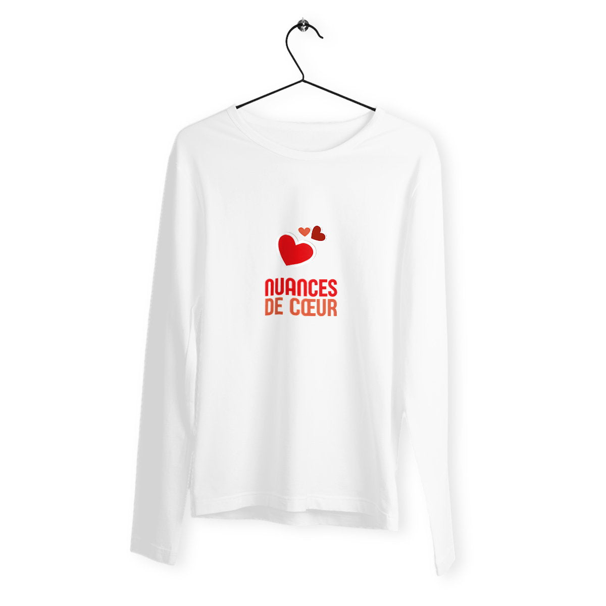 T-shirt Femme Léger manches longues - Amour en nuances de coeurs rouges - face_blanc