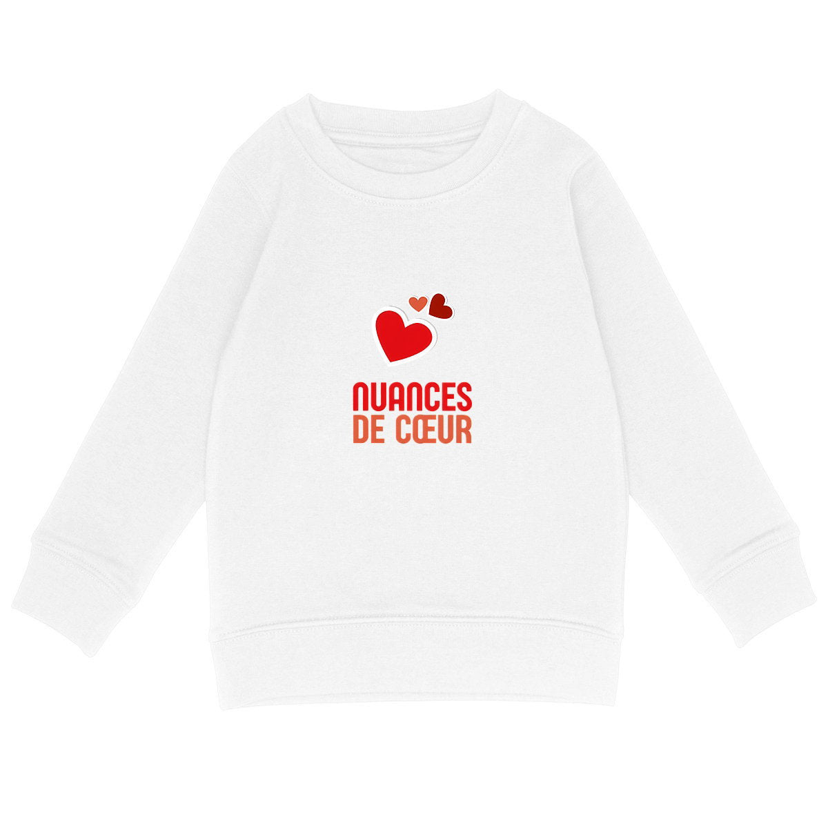 Sweat-shirt Léger Enfant : Vibrantes Nuances de Coeurs Rouges - face_blanc