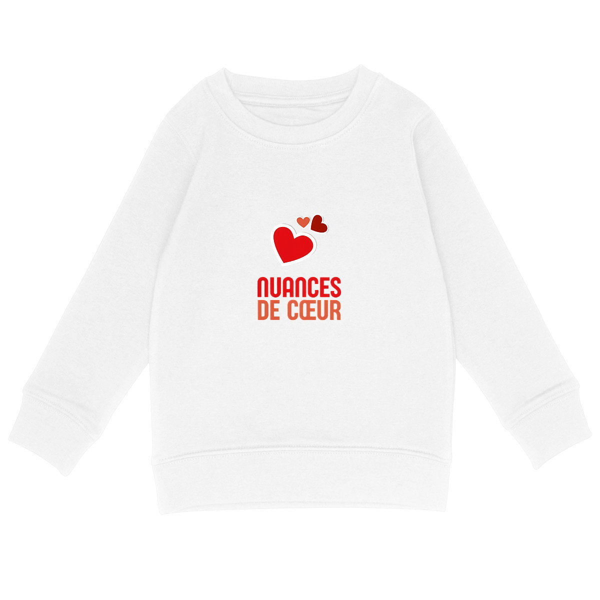 Sweat-shirt Léger Enfant - Amour en Nuances de Coeurs Rouges - face_blanc
