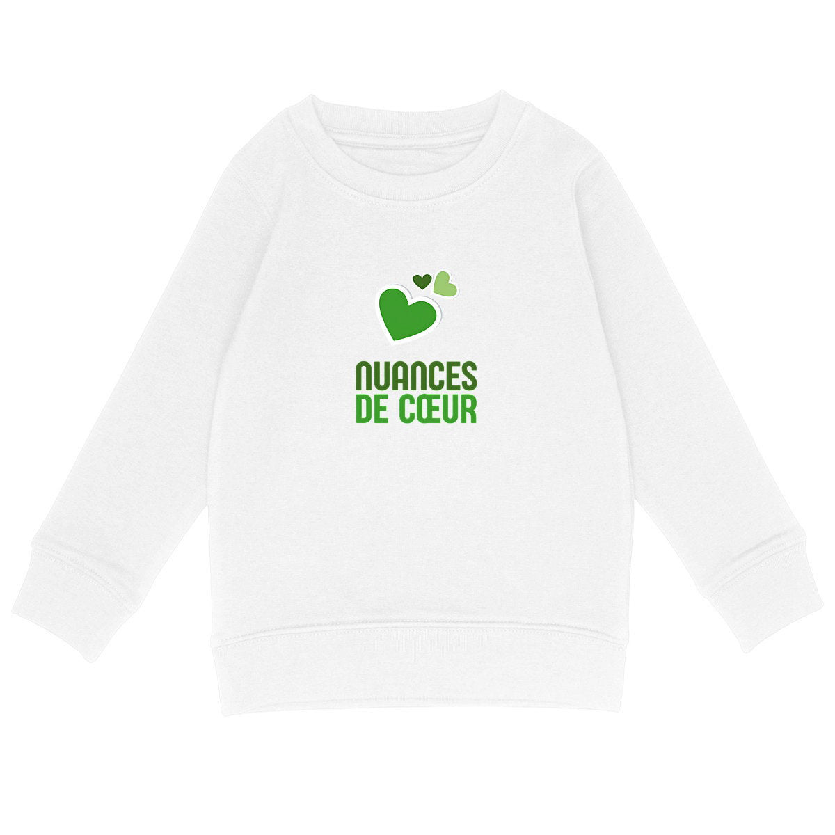 Sweat-shirt Léger Enfant - Nuances de Coeurs Verts - face_blanc