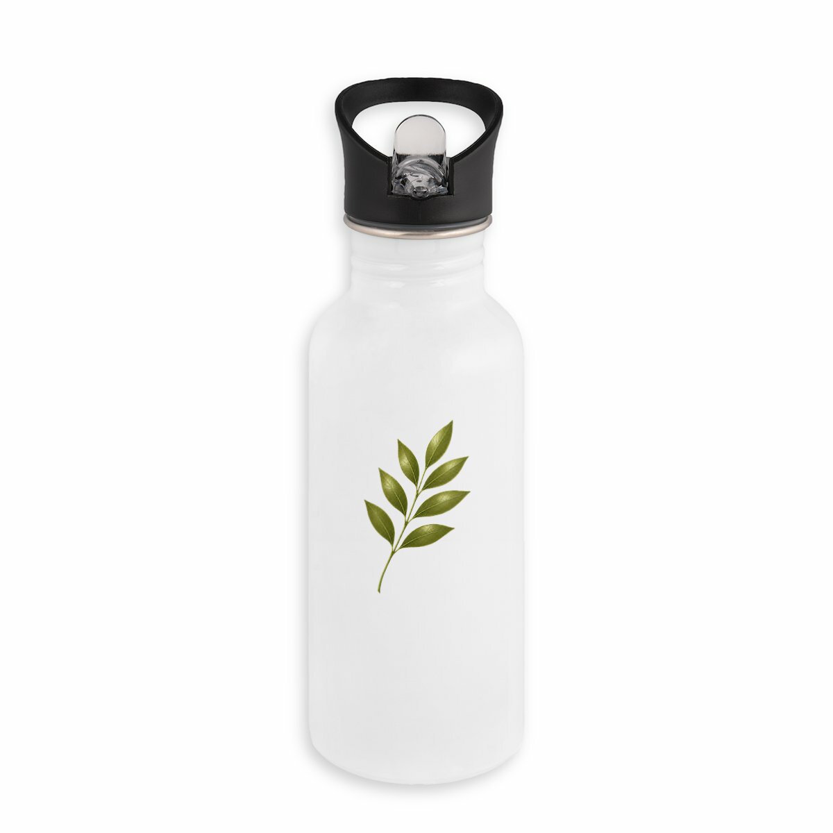 Bouteille en inox avec paille : Élégance naturelle et éco-responsable - face_blanc