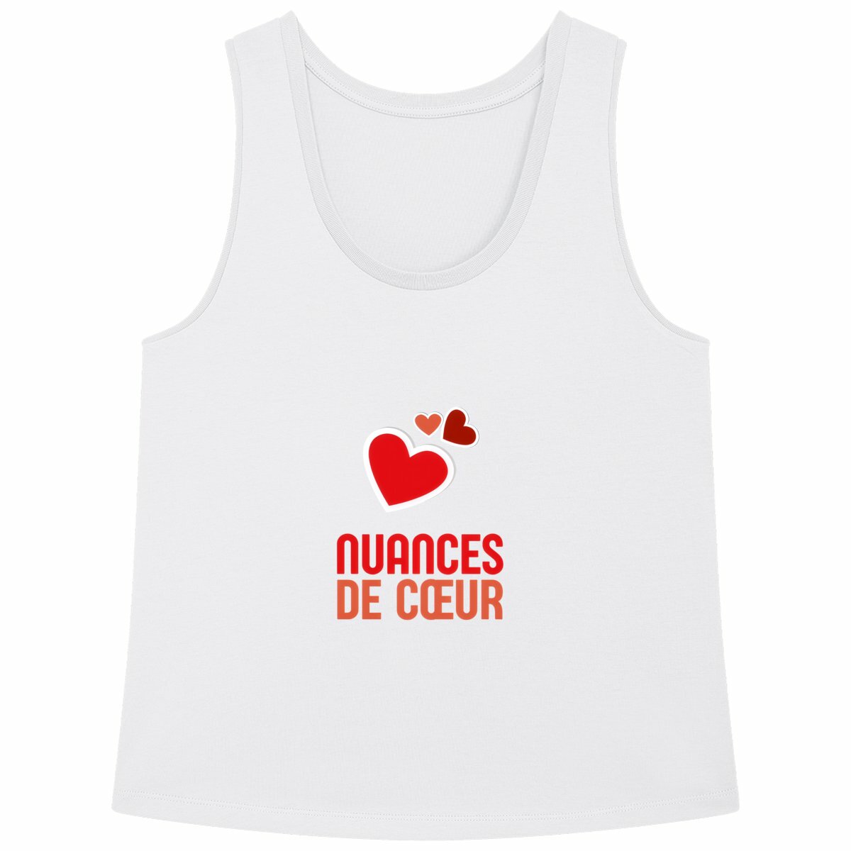 Débardeur Femme Ample : Amour en Nuances de Coeurs Rouges - face_blanc