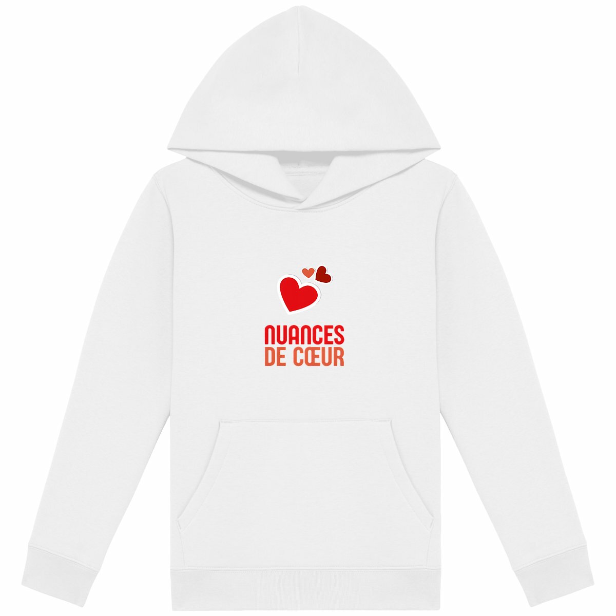 Sweat à capuche Léger Enfant - Nuances de coeurs rouges - face_blanc