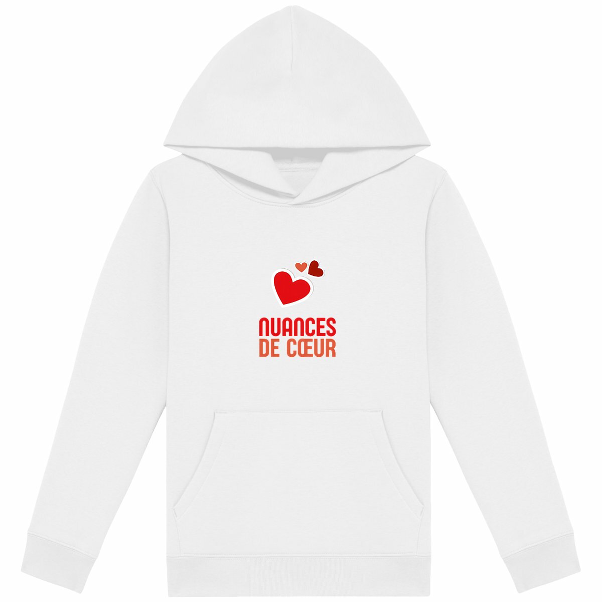 Sweat à capuche Léger Enfant - Amour en Nuances de Coeurs Rouges - face_blanc