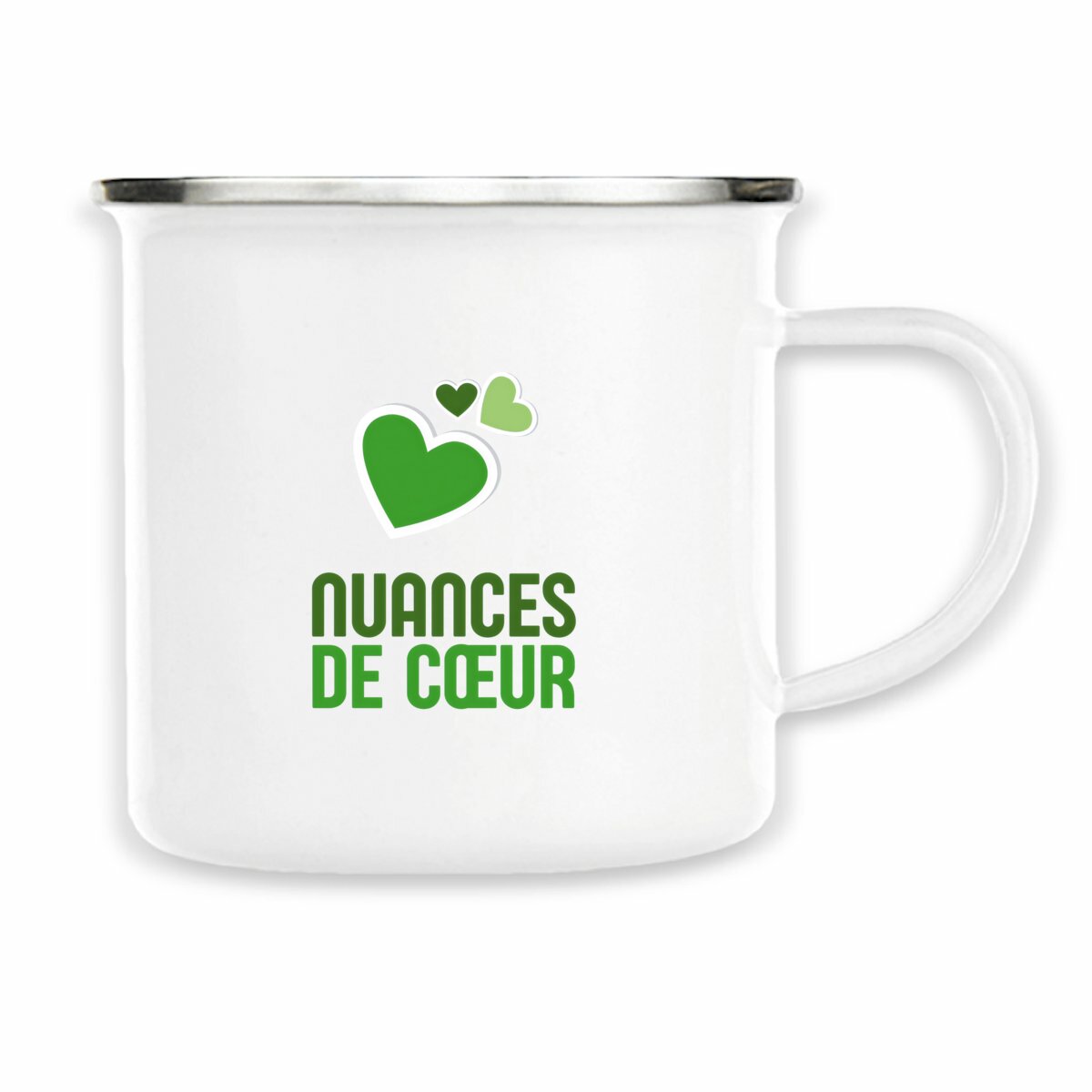 Mug metal : Nuances de cœur vert pour un style unique - face_blanc