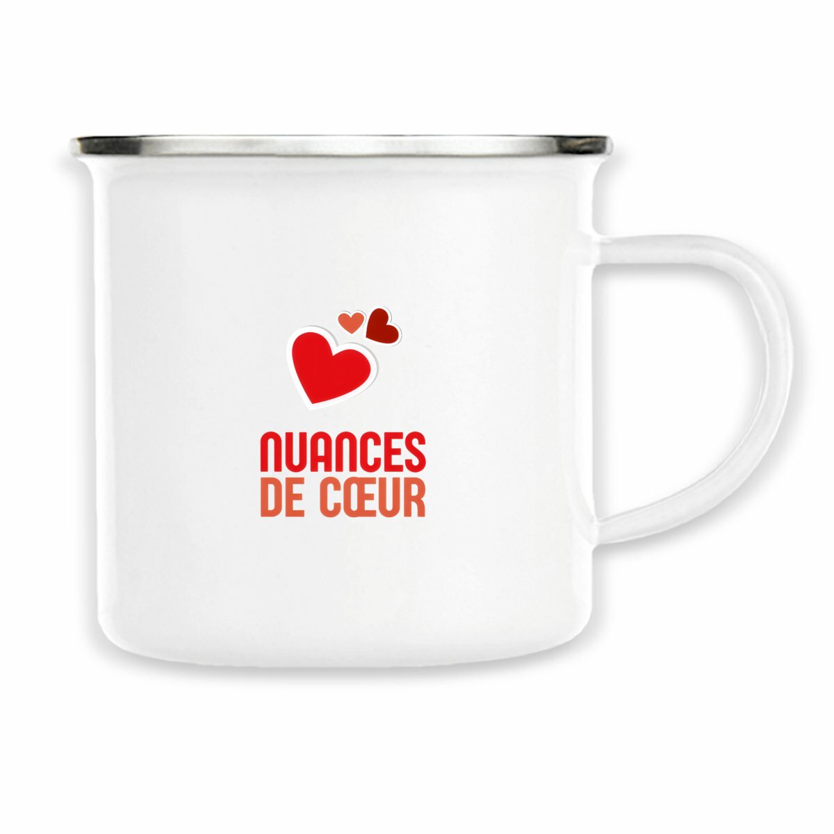 Mug metal - Un amour éclatant avec des nuances de coeurs rouges - face_blanc