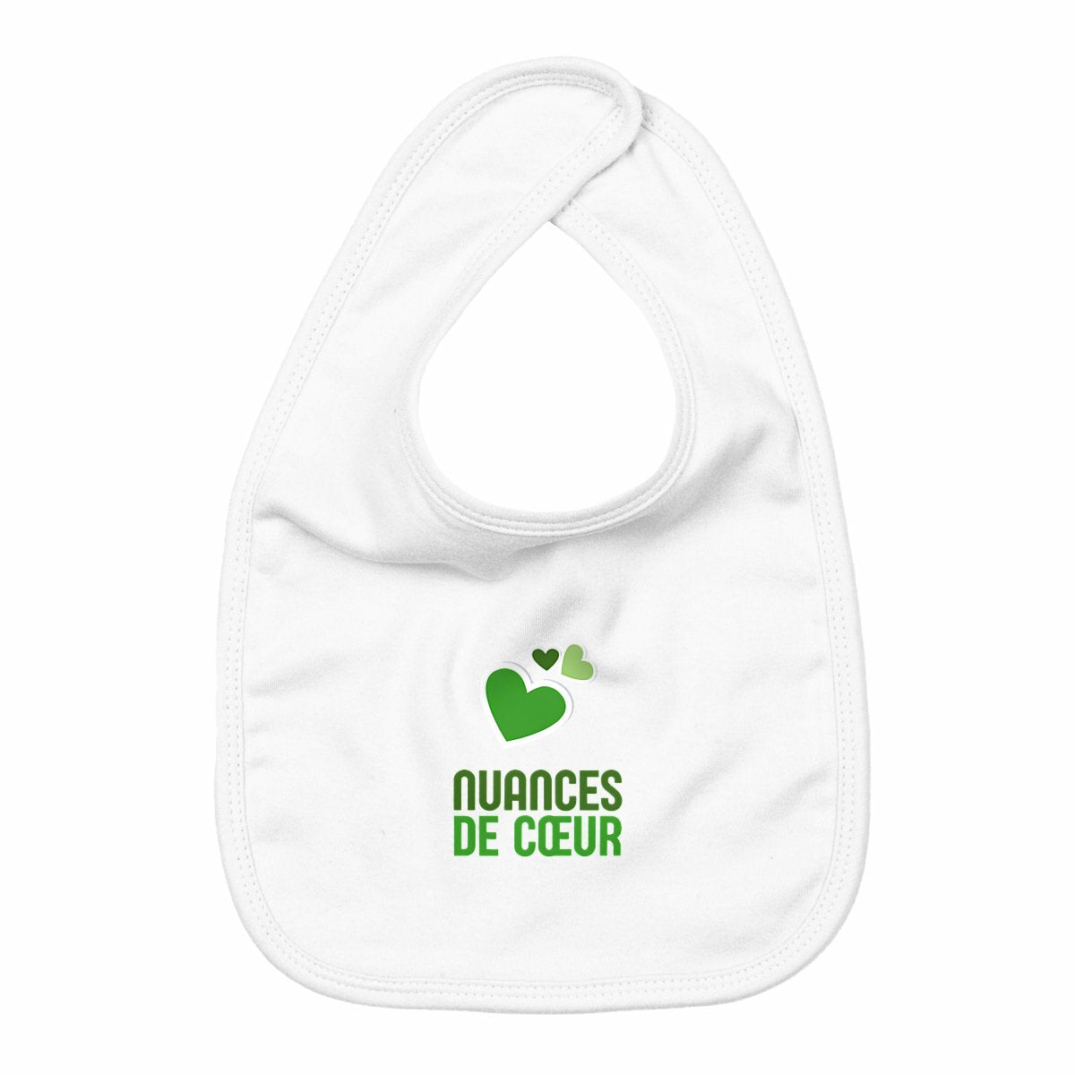 Bavoir Nuances de Coeur Vert : Élégance et Originalité - face_blanc