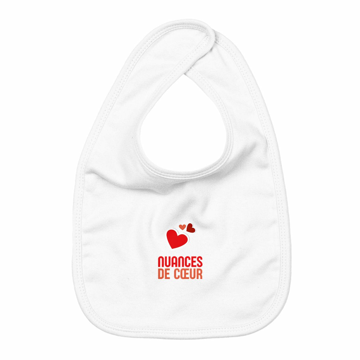 Bavoir Nuances de Coeurs Rouges - Amour à chaque repas - face_blanc
