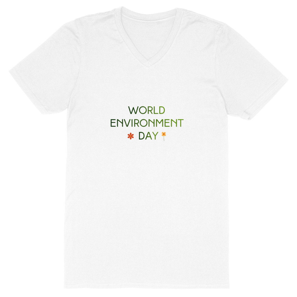 T-shirt Homme Col V - Célébrez la Journée Mondiale de l'Environnement - face_blanc