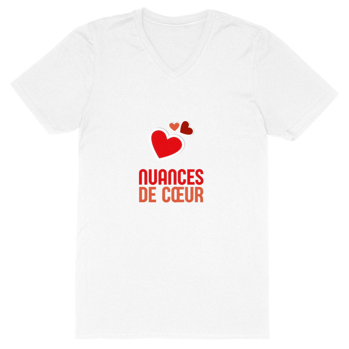 T-shirt Homme Col V : Amour en nuances de coeurs rouges - face_blanc