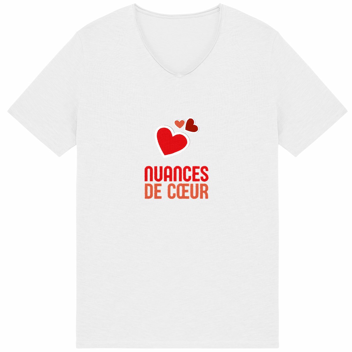 T-shirt Homme Slub - Nuances de coeurs rouges - face_blanc