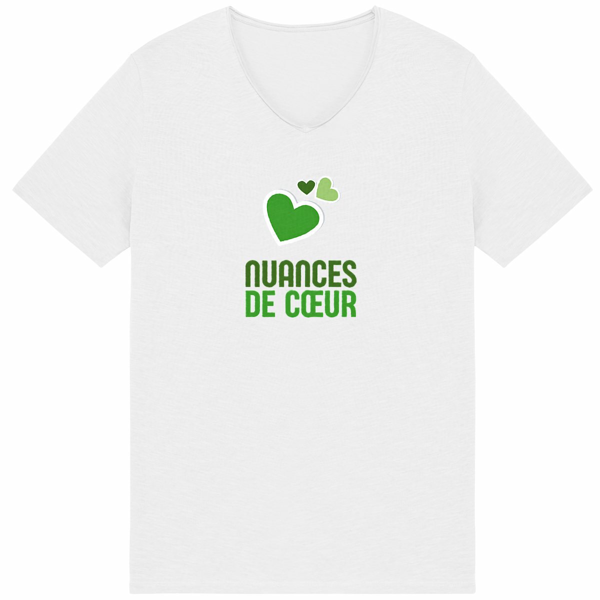 T-shirt Homme Slub : Nuances de Coeurs Verts - face_blanc