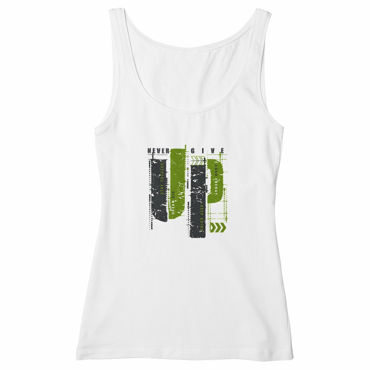Débardeur Femme Cintré Gris et Vert Olive Élégant - face_blanc