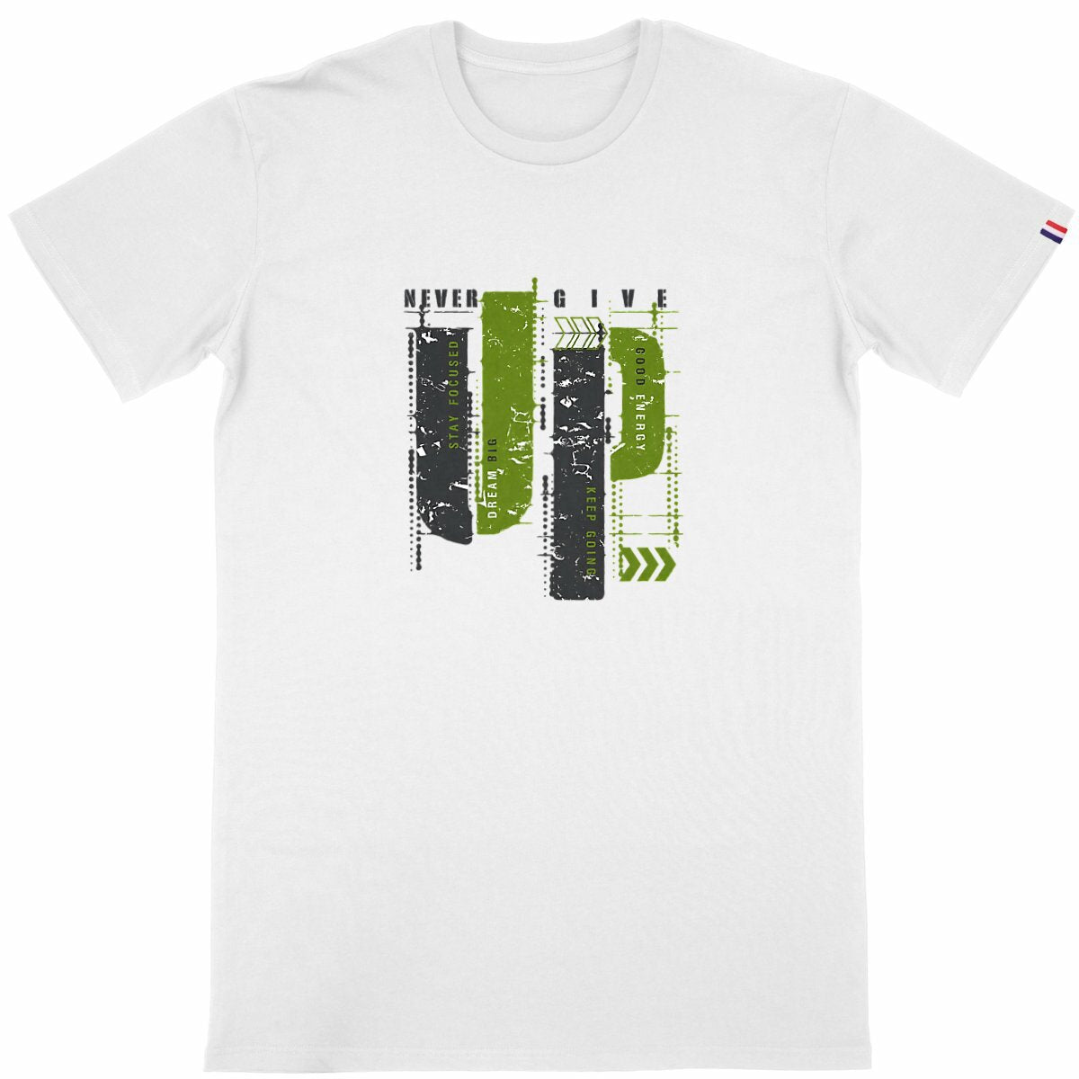 T-shirt Homme Made in France - Élégance Gris et Vert Olive - face_blanc
