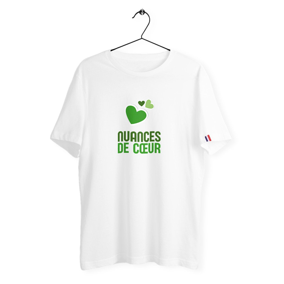 T-shirt Homme Made in France - Nuances de Coeur Vert - face_blanc