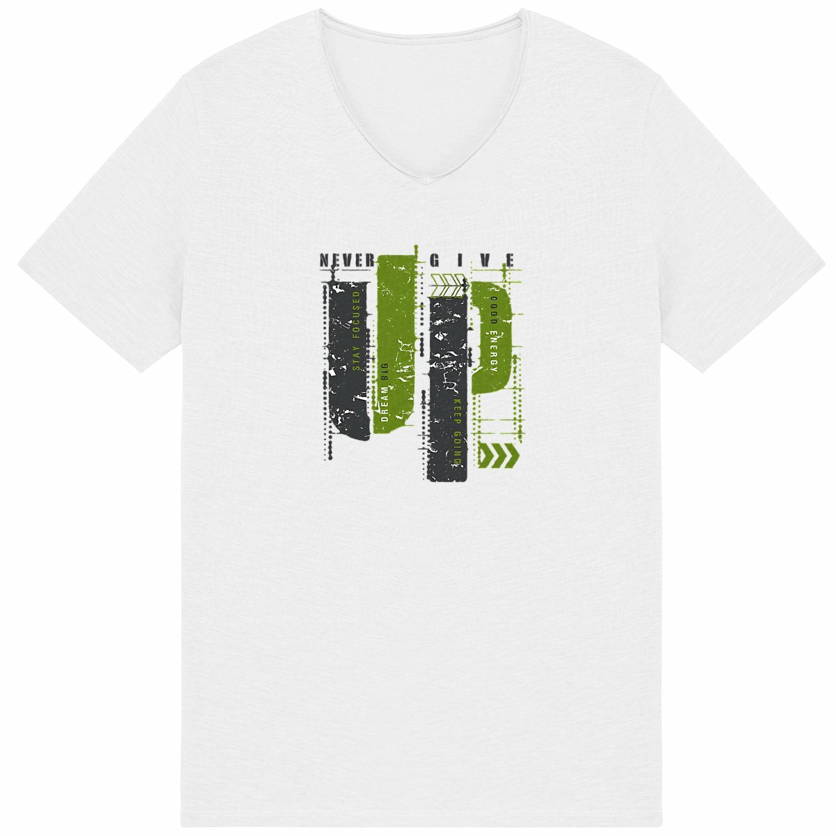 T-shirt Homme Slub : Élégance en Gris et Vert Olive - face_blanc