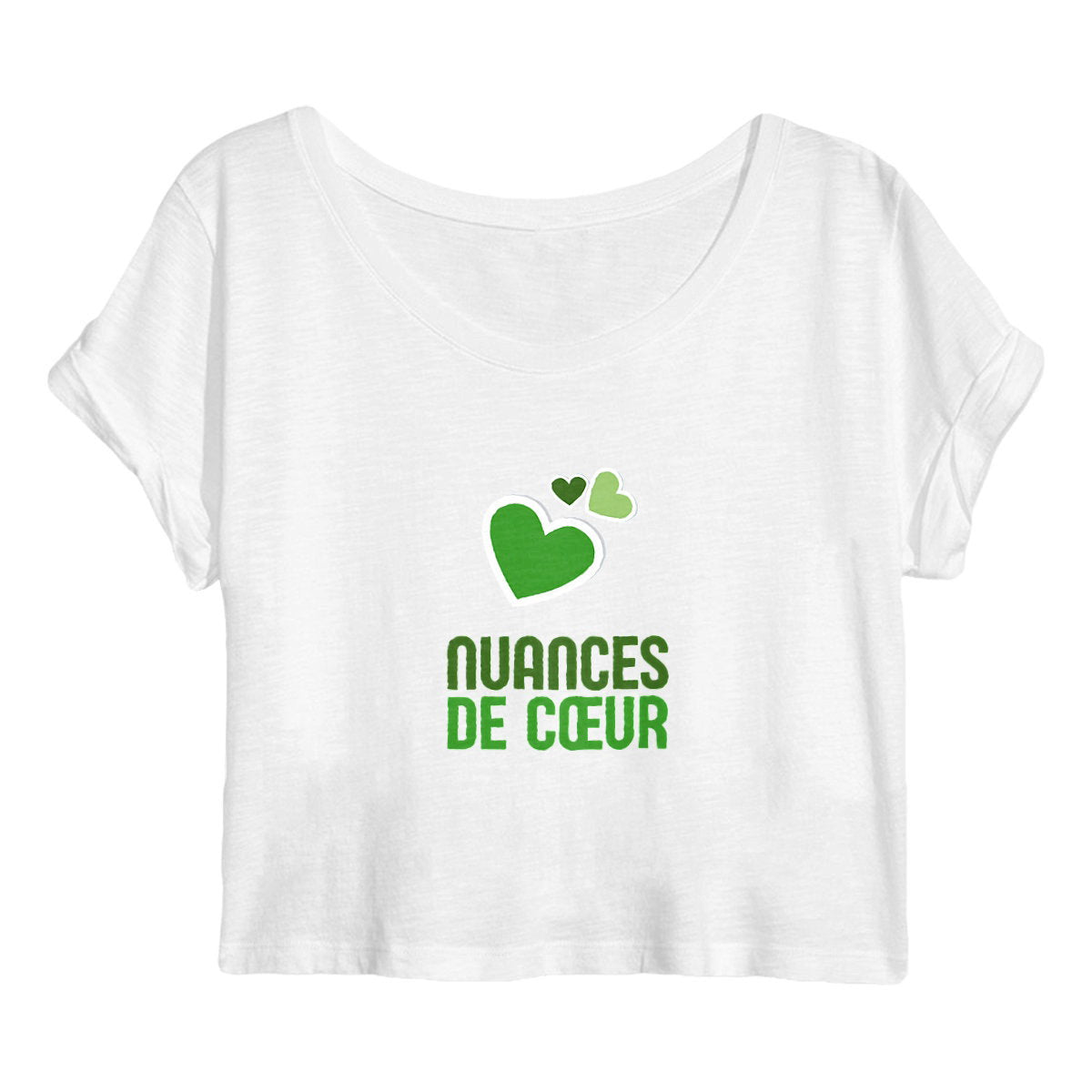 Crop top Femme - Nuances de Coeur Vert pour un Style Unique - face_blanc