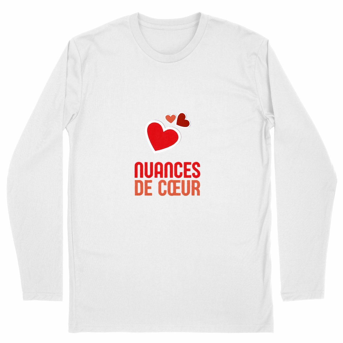 T-shirt Homme classique manches longues - Amour en nuances de coeurs rouges - face_blanc