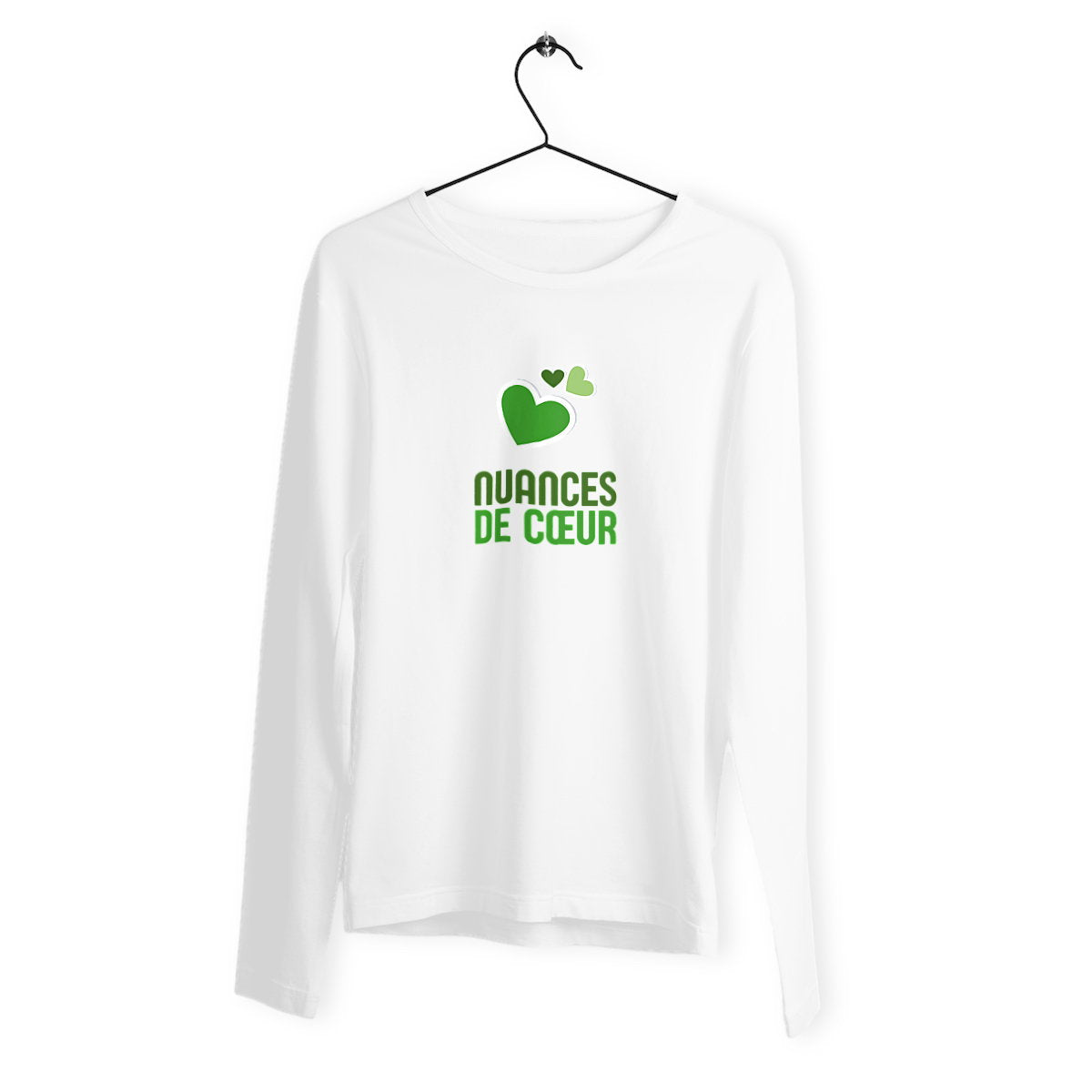 T-shirt Homme classique manches longues - Nuances de coeurs verts - face_blanc