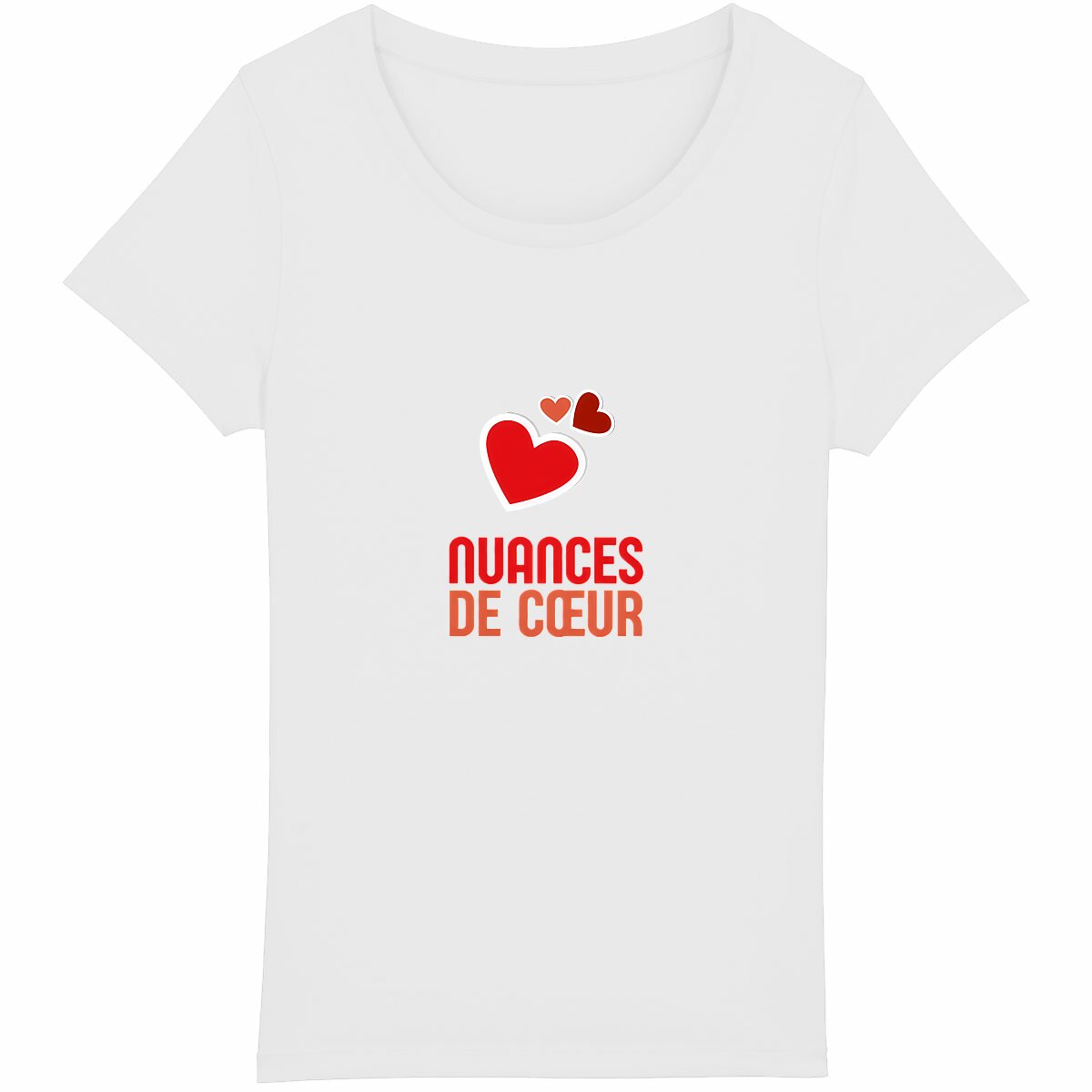 T-shirt Femme Léger : Élégance en Nuance de Coeurs Rouges - face_blanc