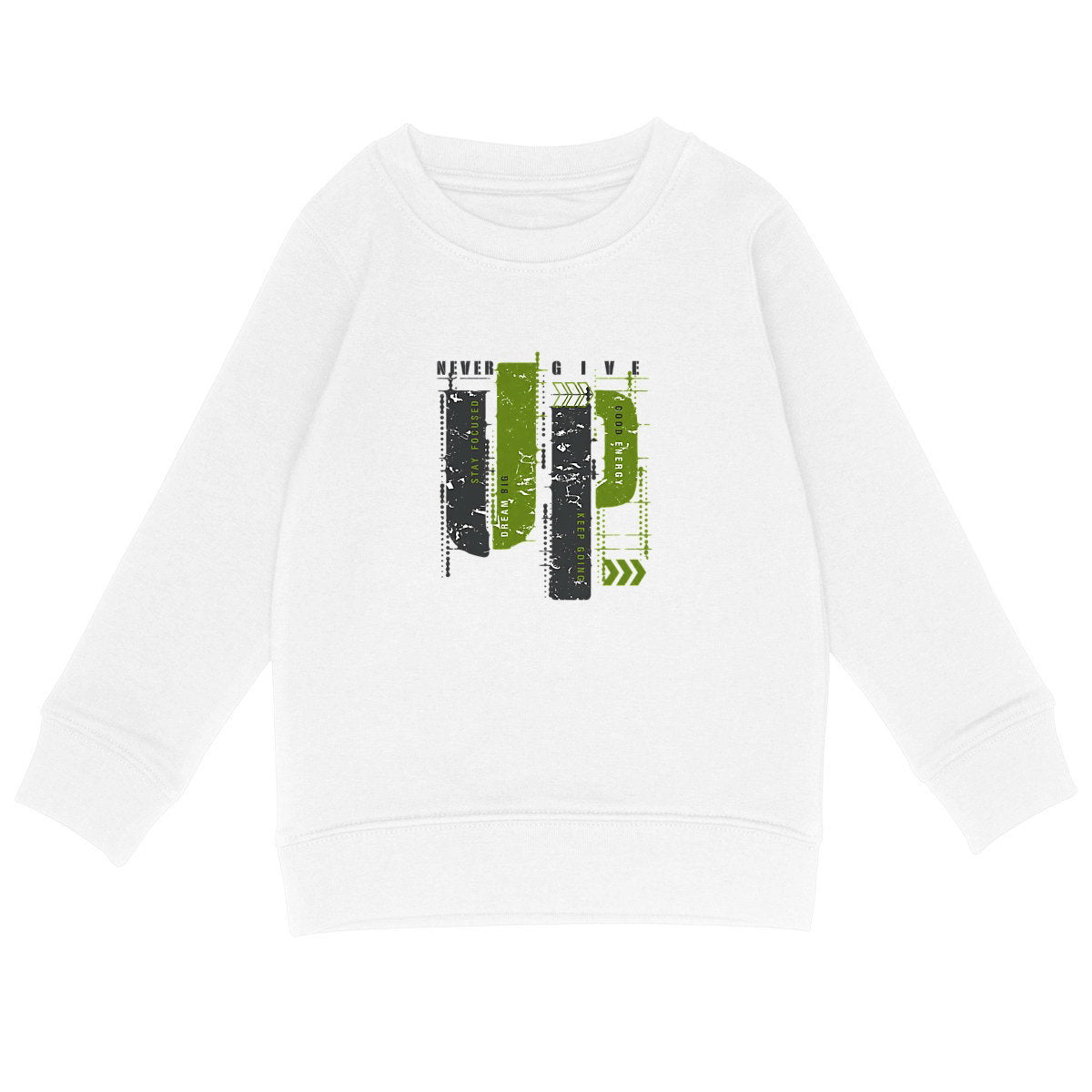 Sweat-shirt Léger Enfant - Élégance en Gris et Vert Olive - face_blanc