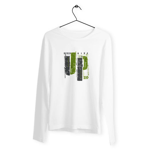 T-shirt Femme Léger manches longues – Élégance en gris et vert olive - face_blanc