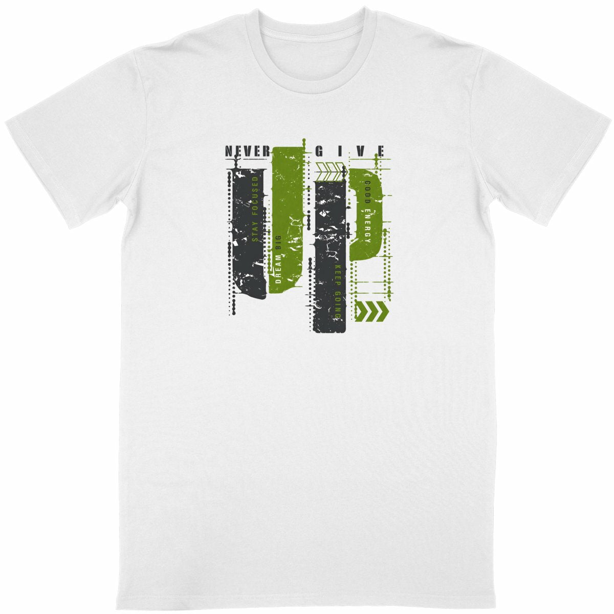 T-shirt Unisexe Classique : Élégance en Gris et Vert Olive - face_blanc