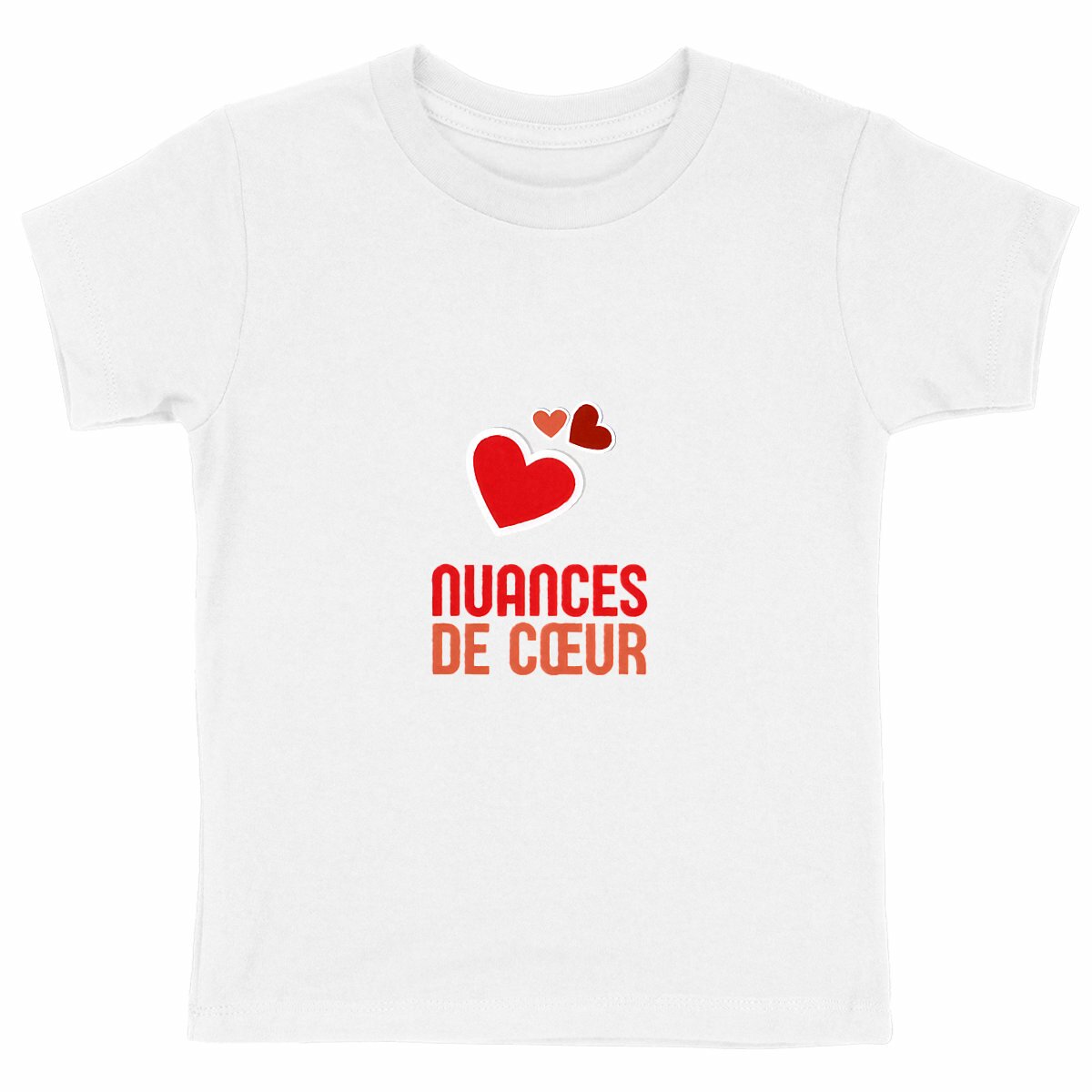 T-shirt Enfant Epais - Nuances de Coeurs Rouges - face_blanc