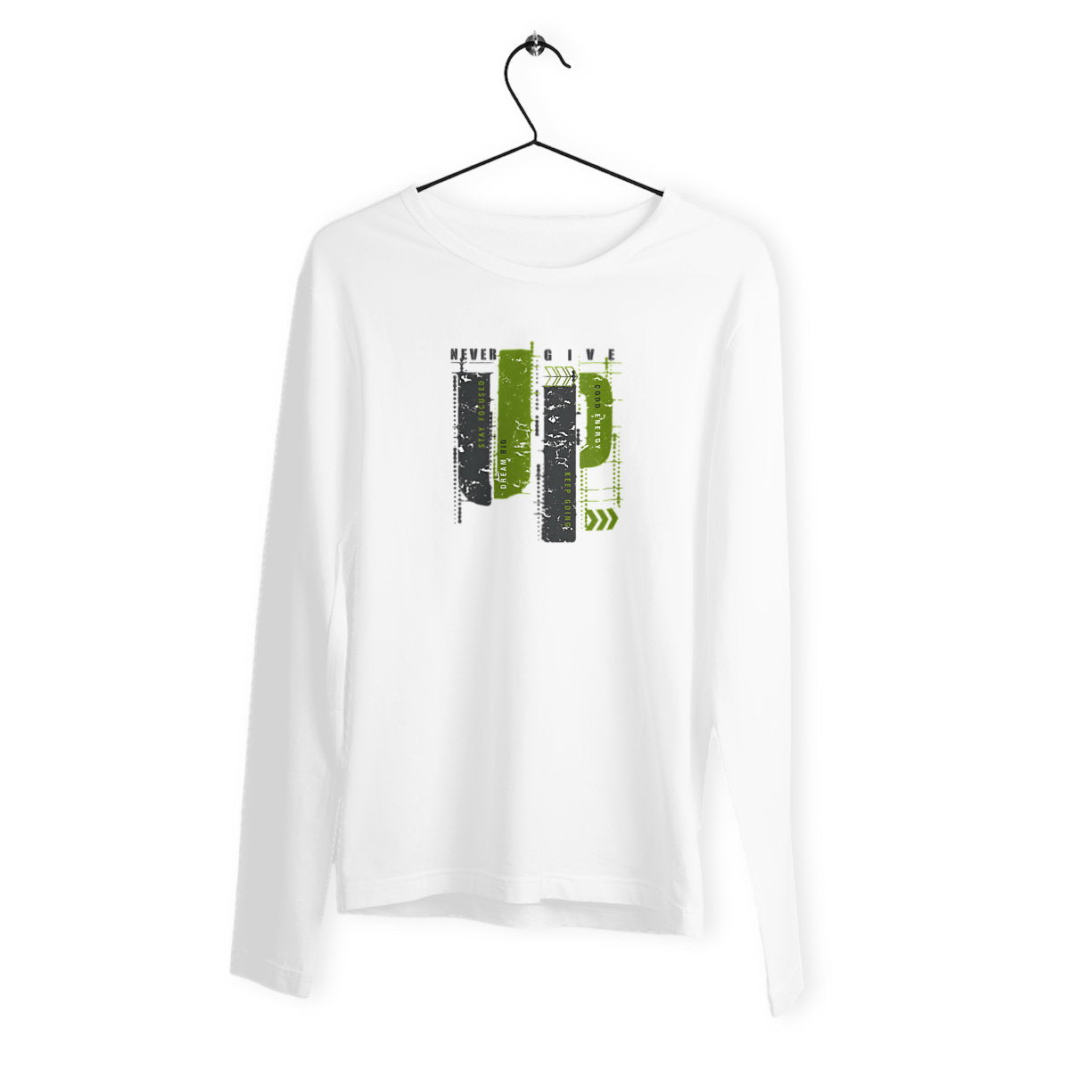 T-shirt Homme classique manches longues - Élégance en gris et vert olive - face_blanc