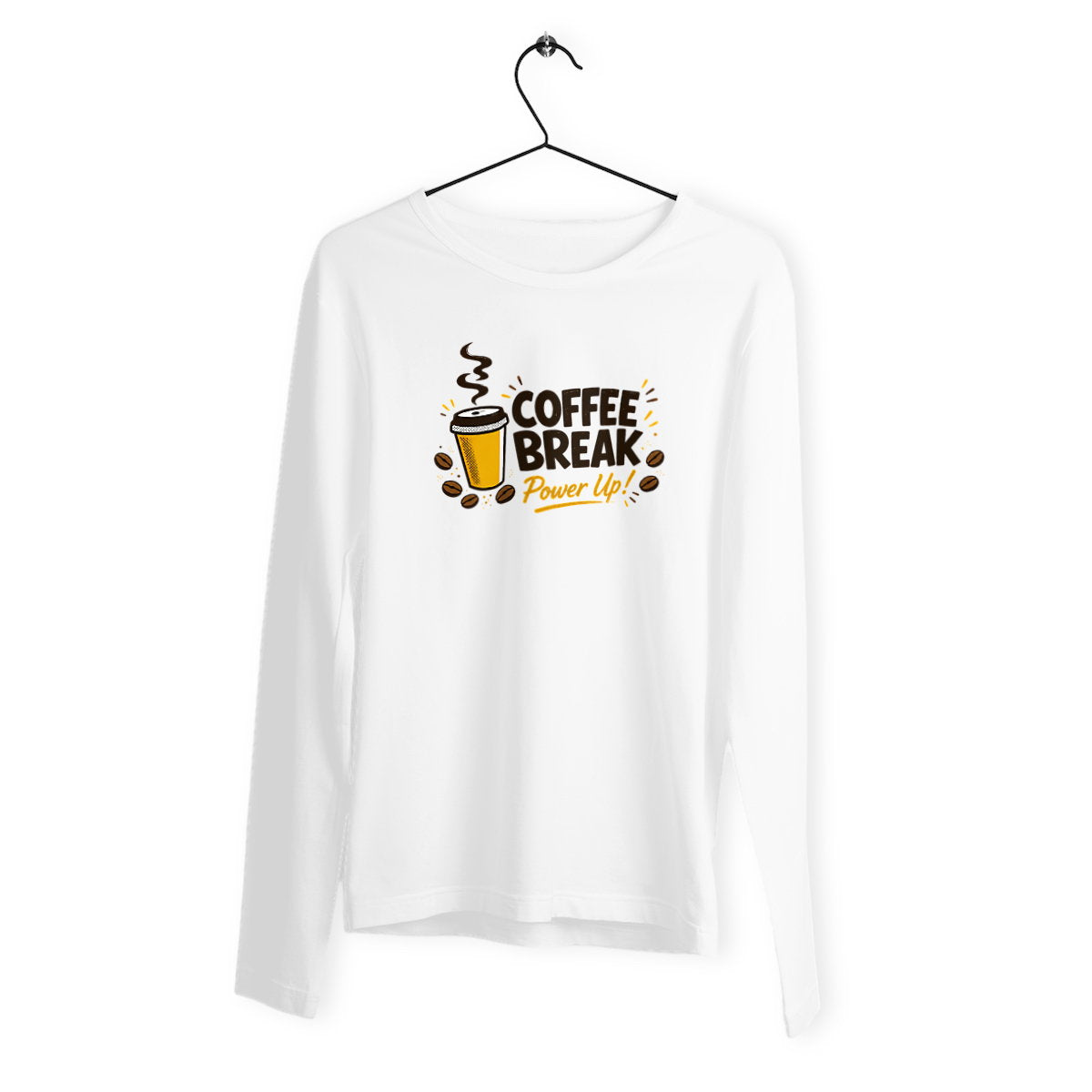 T-shirt Homme Classique Manches longues - Pause café - face_blanc