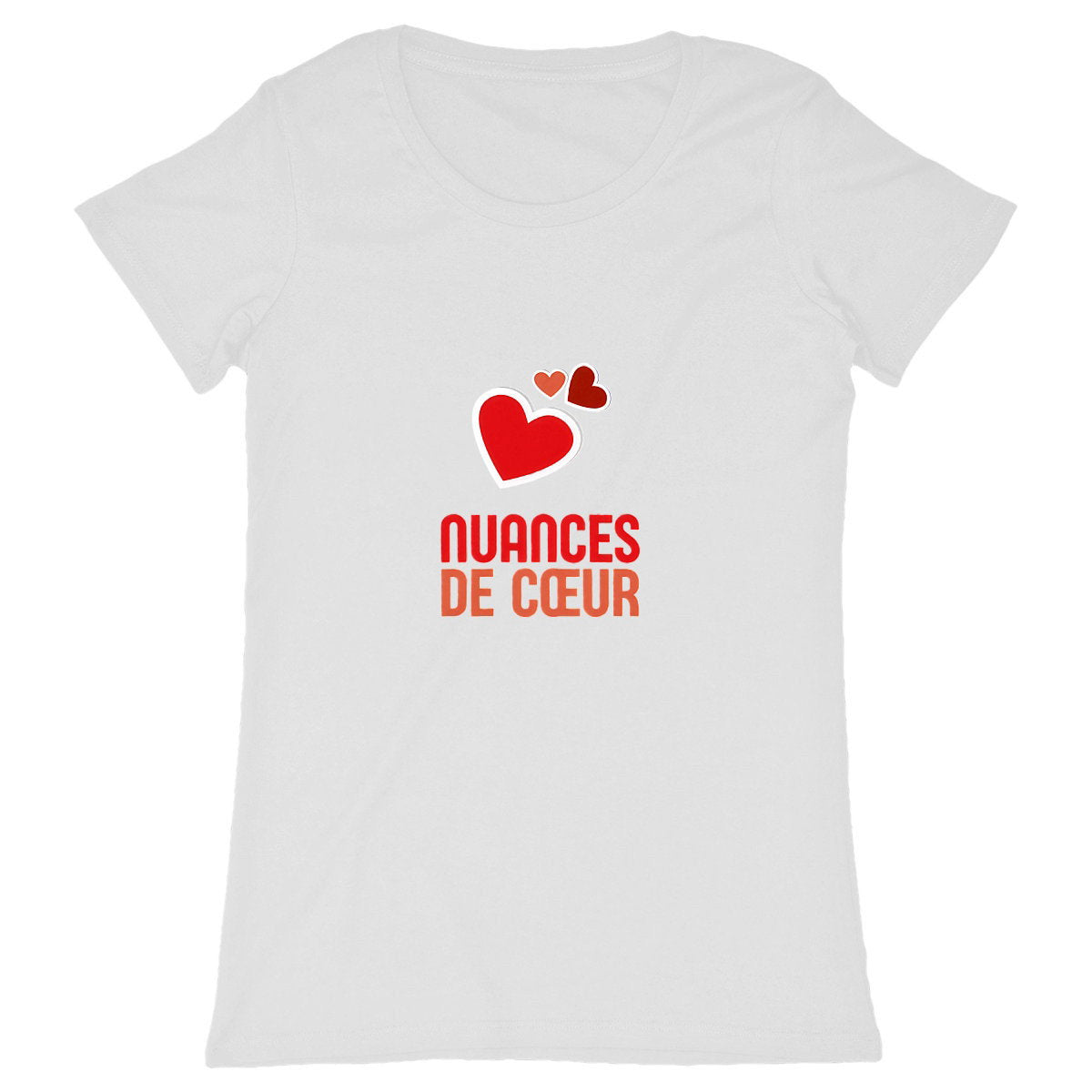 T-shirt Femme Classique : Amour en Nuances de Coeurs Rouges - face_blanc