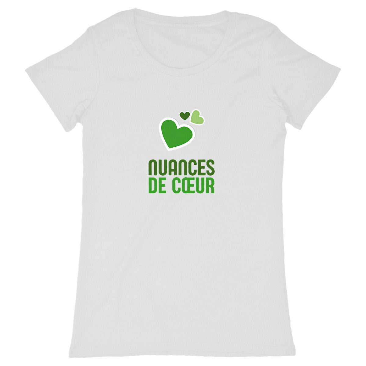 T-shirt Femme Classique – Nuances de Cœurs Verts - face_blanc