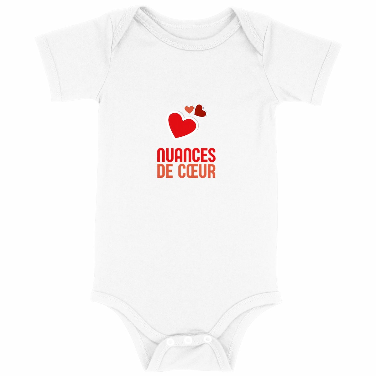 Body bébé : Amour en nuances de coeurs rouges - face_blanc