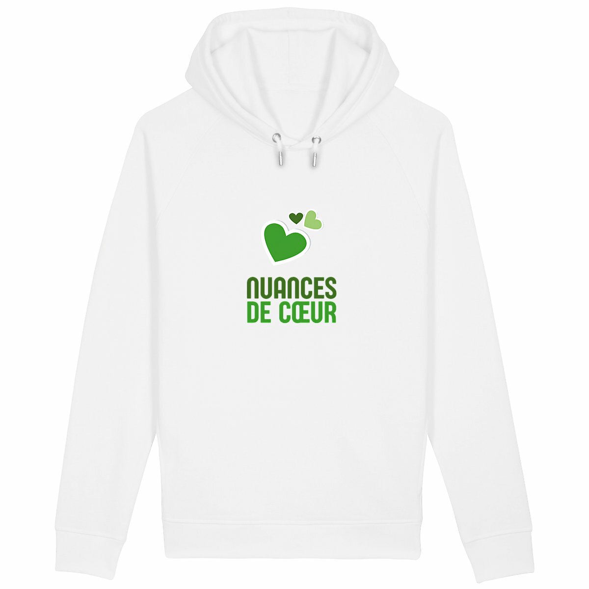 Sweat à capuche avec poches latérales - Amour en nuances de vert - face_blanc