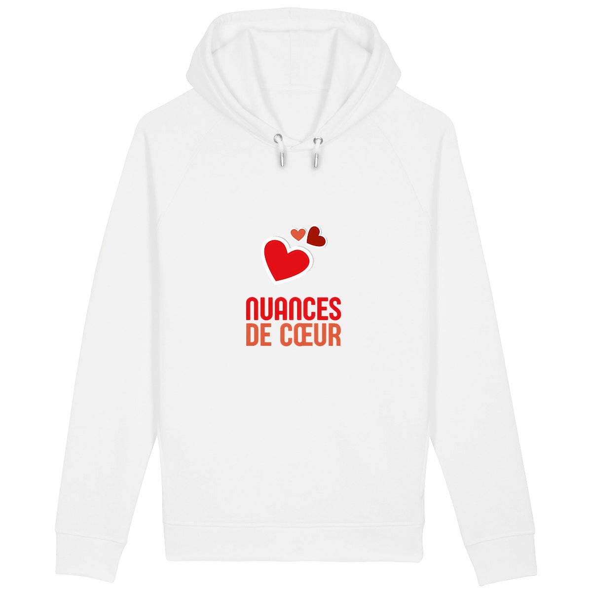 Sweat à capuche avec poches latérales - Nuances de coeurs rouges - face_blanc