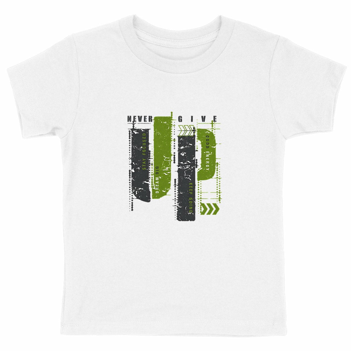 T-shirt Enfant Epais - Élégance en Gris et Vert Olive - face_blanc