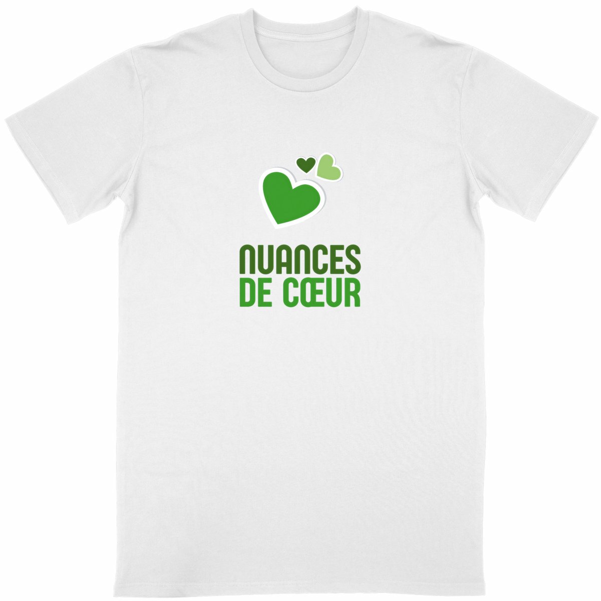 T-shirt Unisexe Classique : Amour en Nuances de Vert - face_blanc