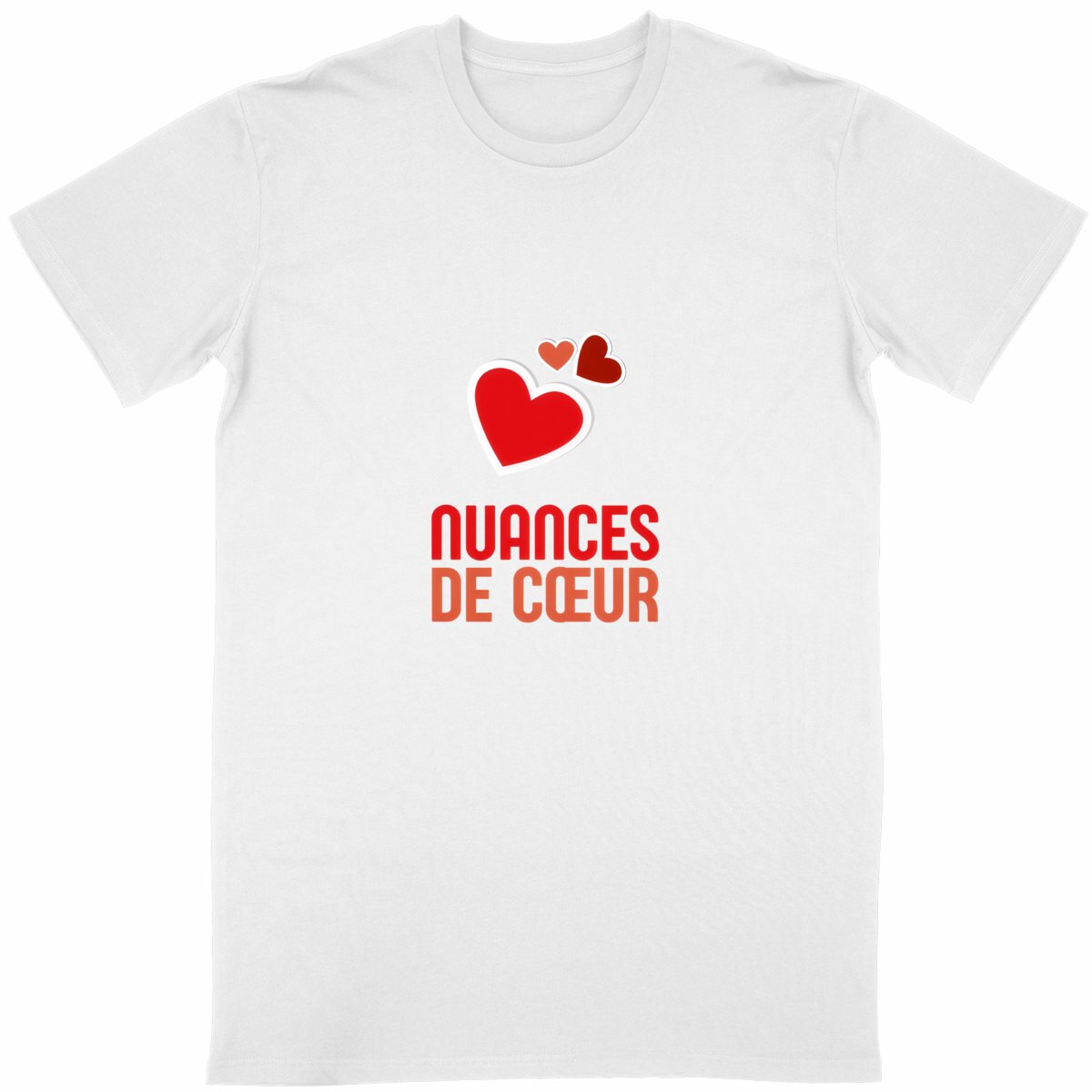 T-shirt Unisexe Classique - Nuances de Coeurs Rouges - face_blanc
