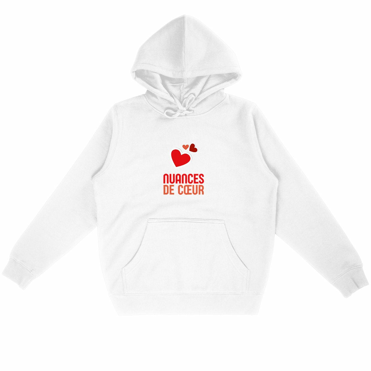 Sweat à capuche Léger Unisexe - Amour en nuances de coeurs rouges - face_blanc