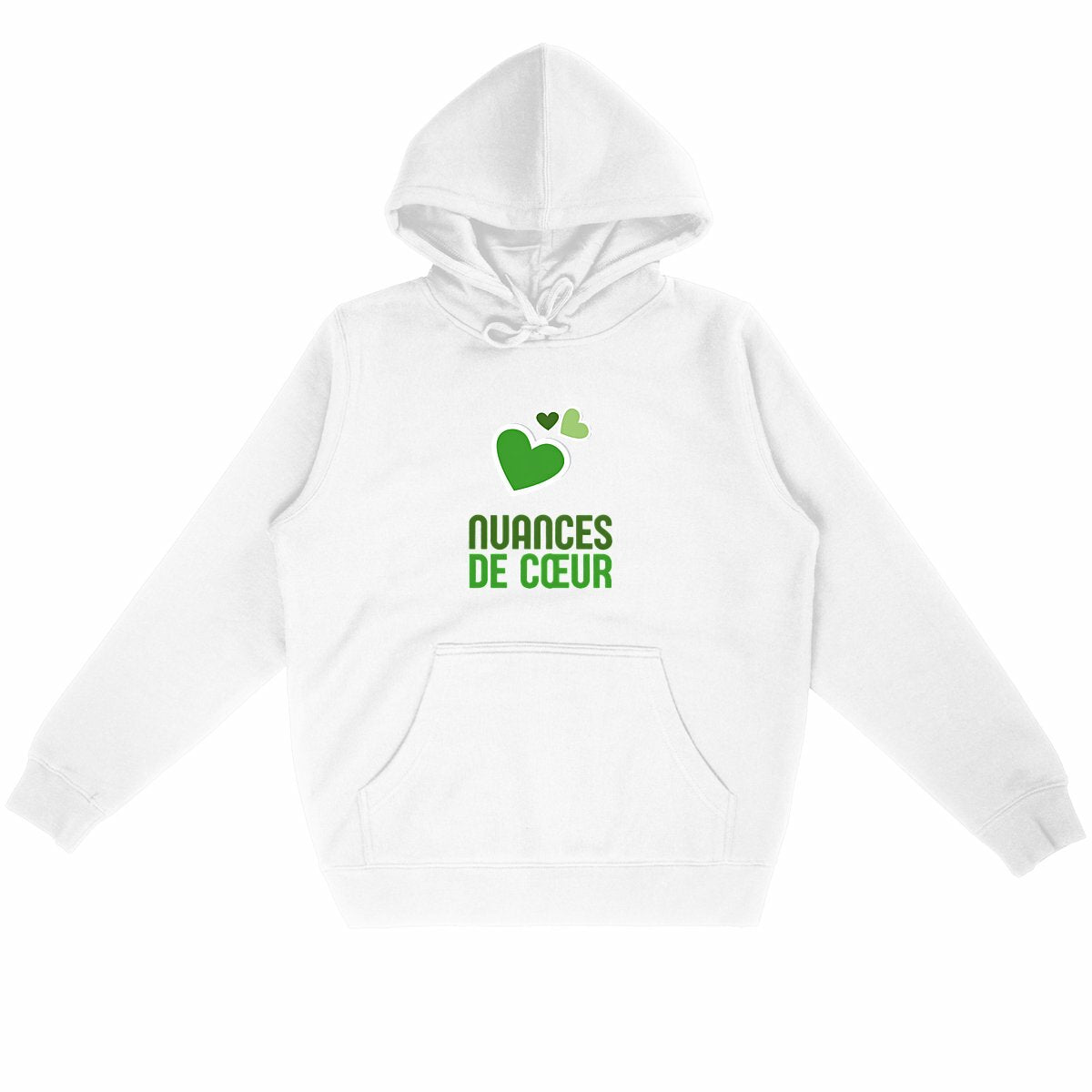 Sweat à capuche Léger Unisexe - Amour en Nuances de Verts - face_blanc