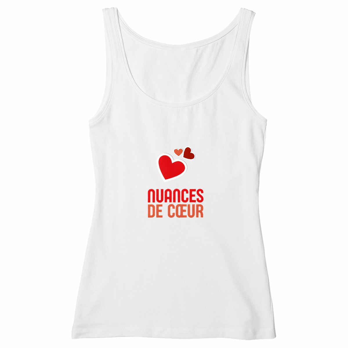 Débardeur Femme Cintré - Nuances de Coeurs Rouges - face_blanc