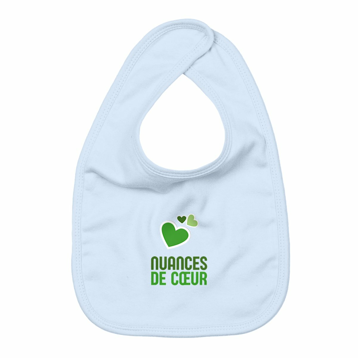 Bavoir Nuances de Coeur Vert : Élégance et Originalité - face_bleu