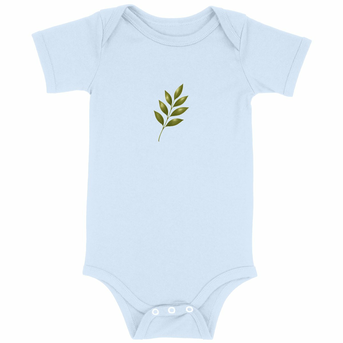 Body bébé - Élégance naturelle avec tige et feuilles vertes - face_bleu