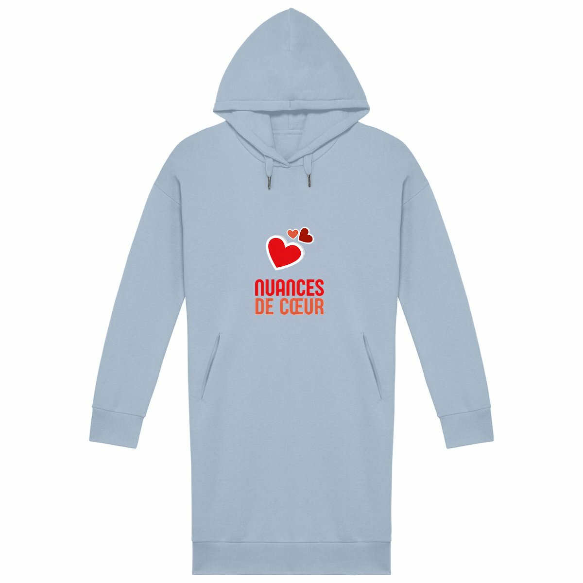 Robe Sweat Femme : Élégance et Douceur avec des Nuances de Cœurs Rouges - face_bleu