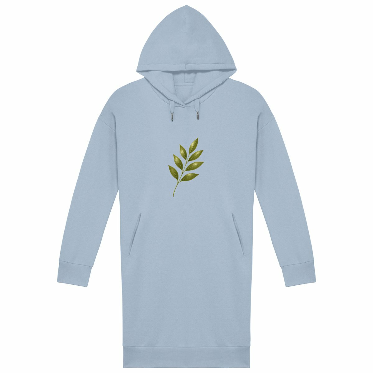 Robe Sweat Femme : Élégance Naturelle avec Tige et Feuilles Vertes - face_bleu
