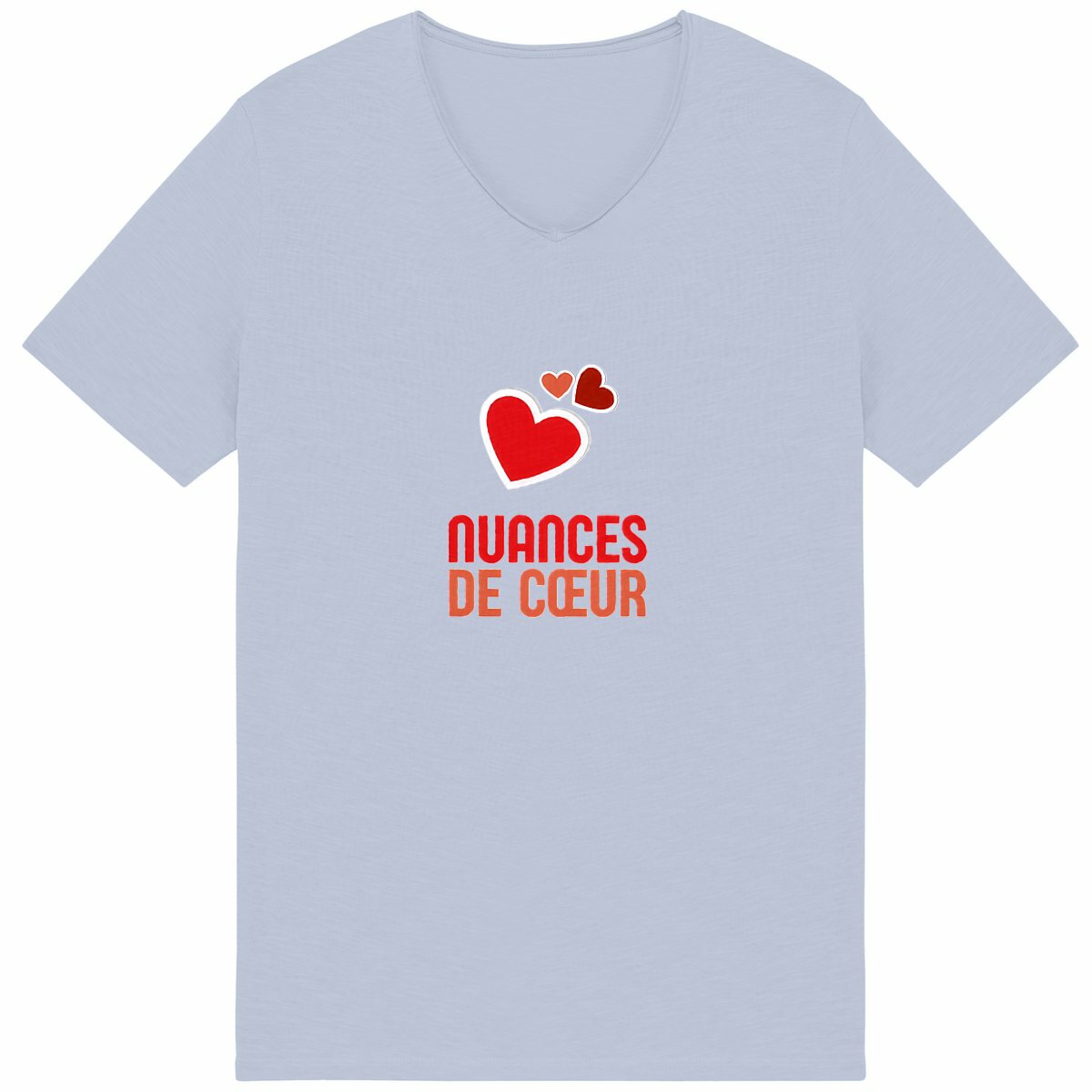 T-shirt Homme Slub - Nuances de coeurs rouges - face_bleu