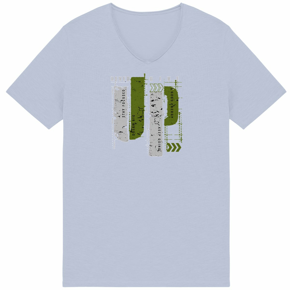 T-shirt Homme Slub: Élégance en Gris et Vert Olive - face_bleu