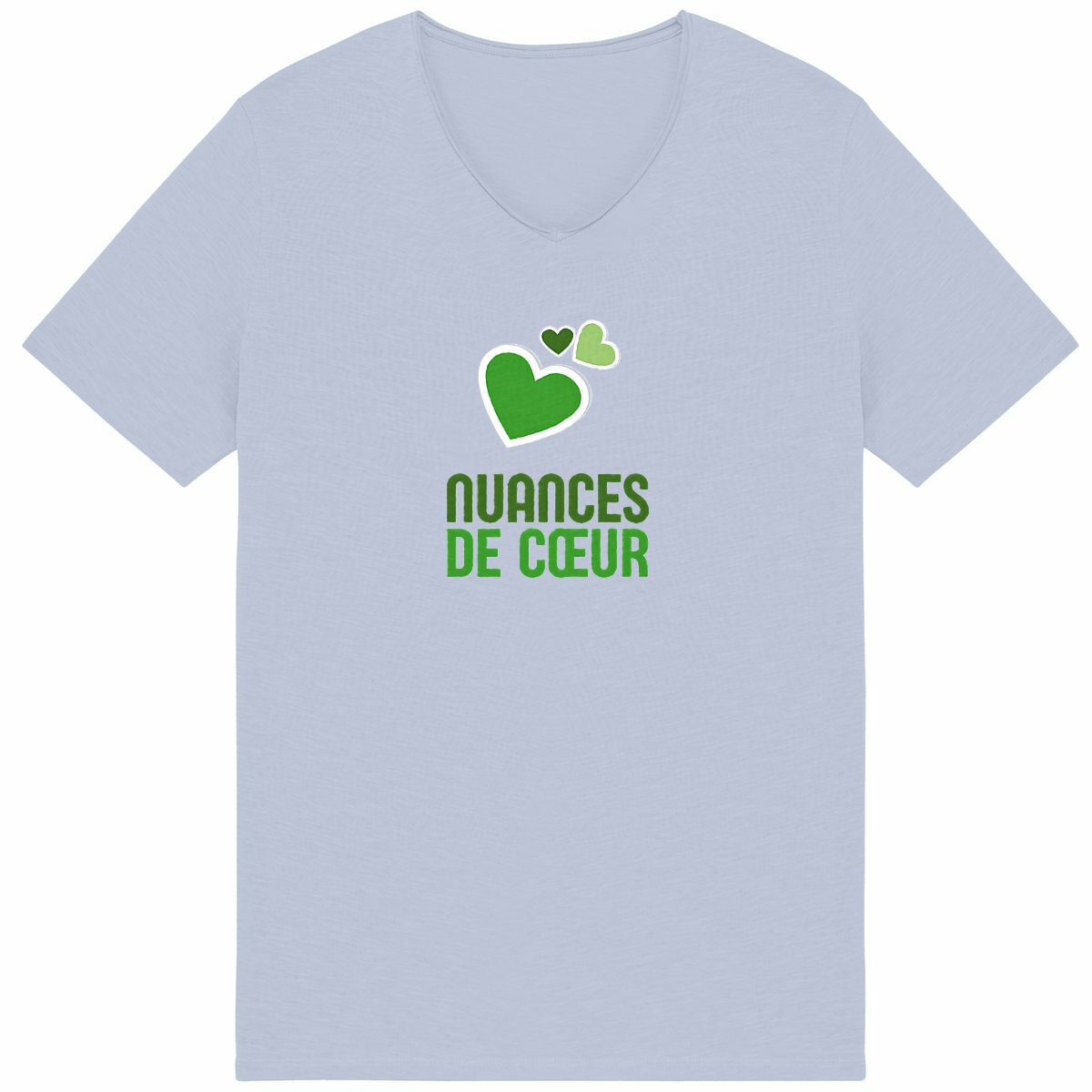 T-shirt Homme Slub : Nuances de Coeurs Verts - face_bleu